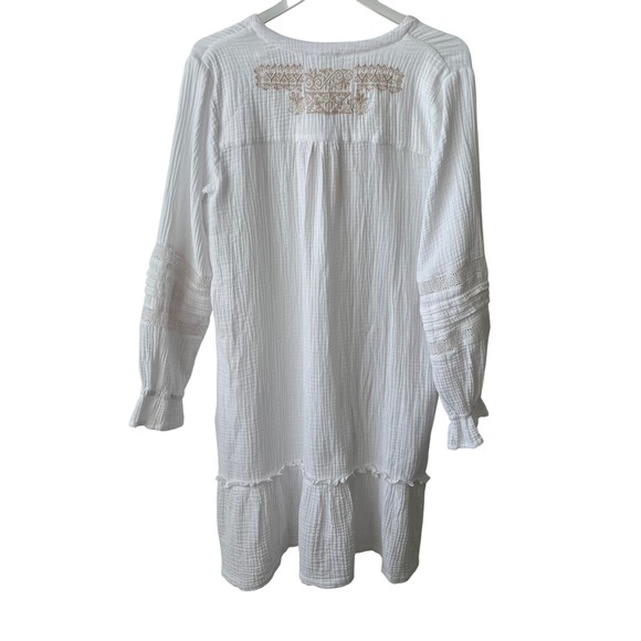 Johnny Was Calme Ghenar Gauze Ruffle Tier Mini Dress small white embroidered - Picture 12 of 15